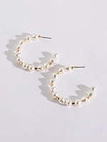 Large Pearl Hoop Earrings