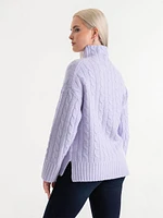 Mock Neck Cable Sweater