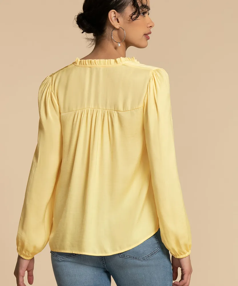 Silky Longsleeve Peasant Blouse