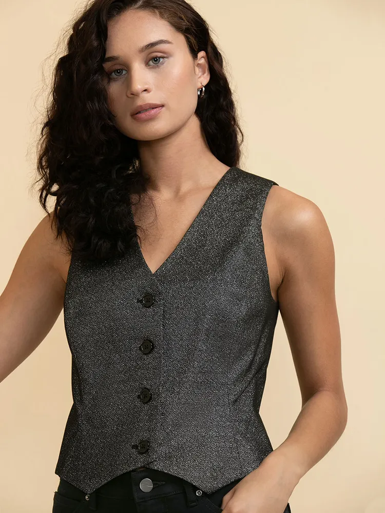 Black & Silver Shimmer Vest