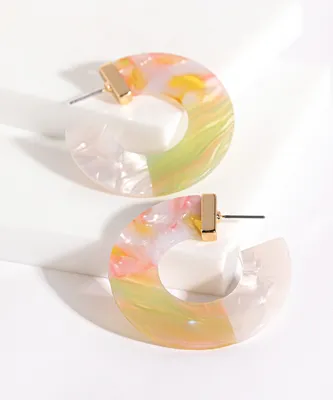 Marbled Resin Flat Hoop Earring