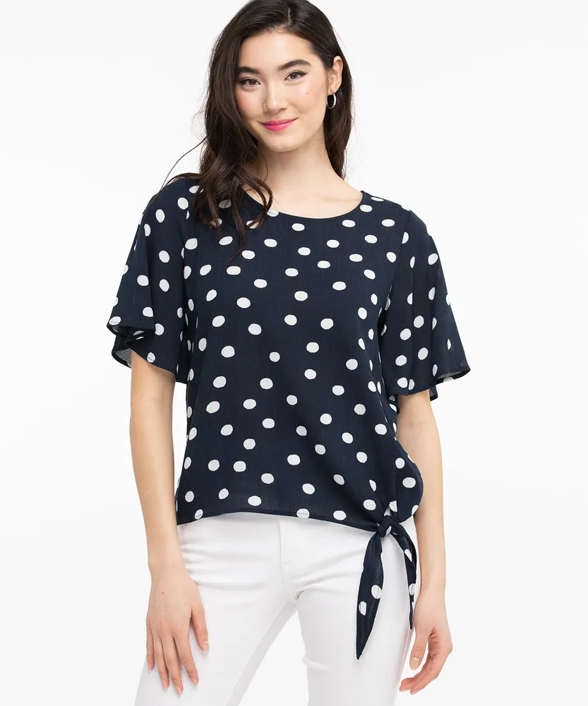 Short Sleeve Side Tie Blouse