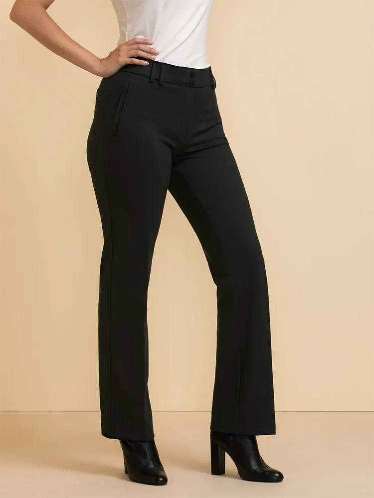 Curvy Mid Rise Seamed Ponte Bootcut Pant | Express