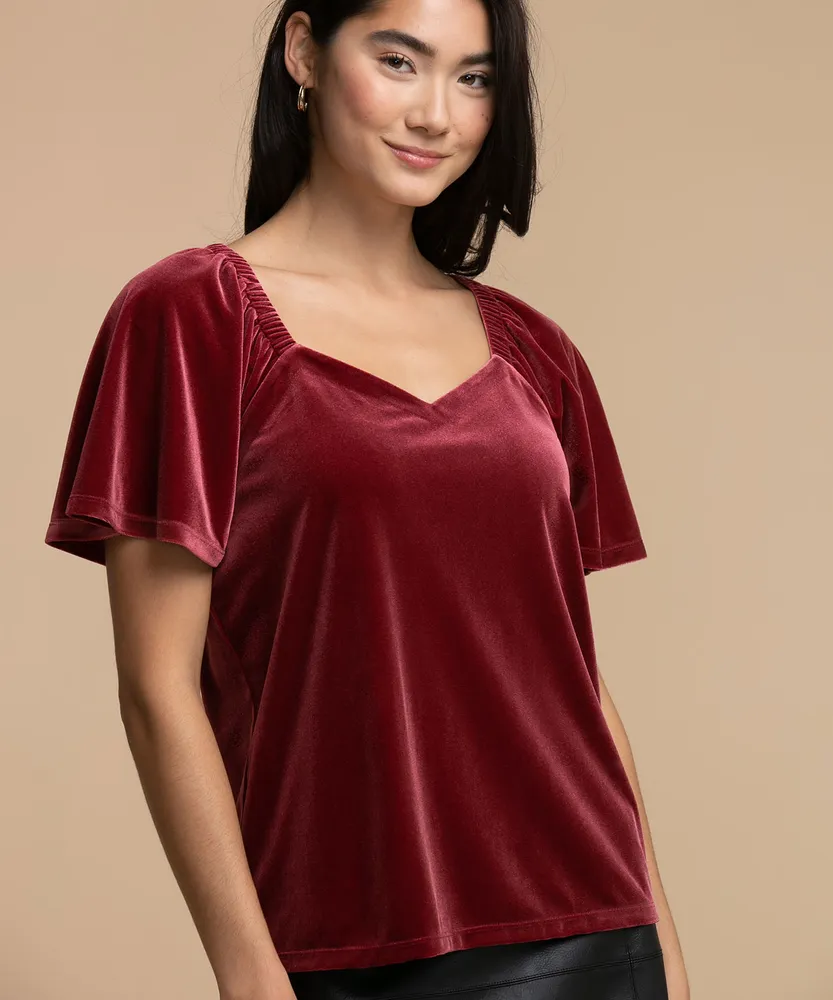 Velour Sweetheart Neck Top