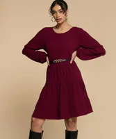 Long Sleeve Tiered Knee Length Dress