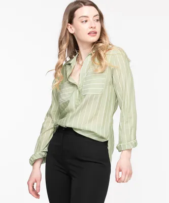 Collared Tie-Front Blouse