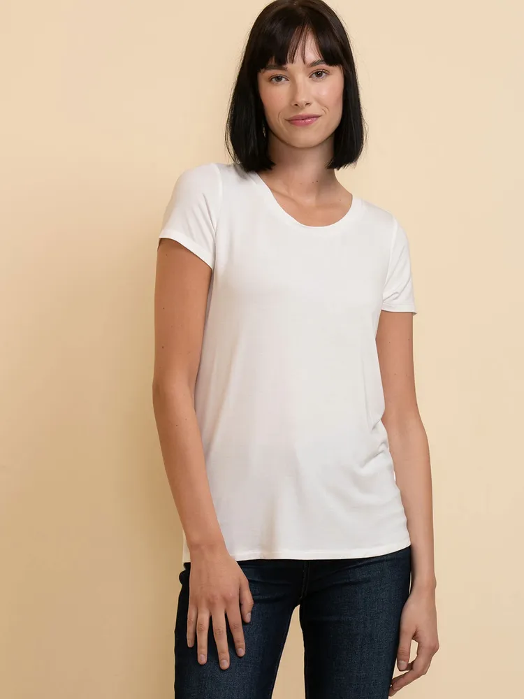 Modal Short Sleeve Scoop Neck Top