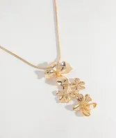 Gold Tiered Flower Pendant Necklace