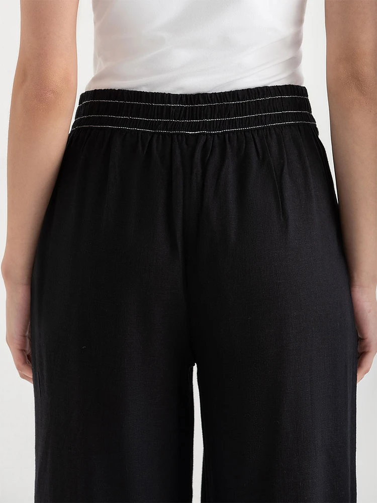 Linen Wide Crop Pant
