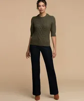 RD Style Cable Knit Puff Sleeve Sweater