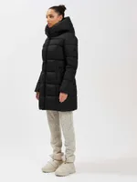 Long Zip-Front Hooded Puffer