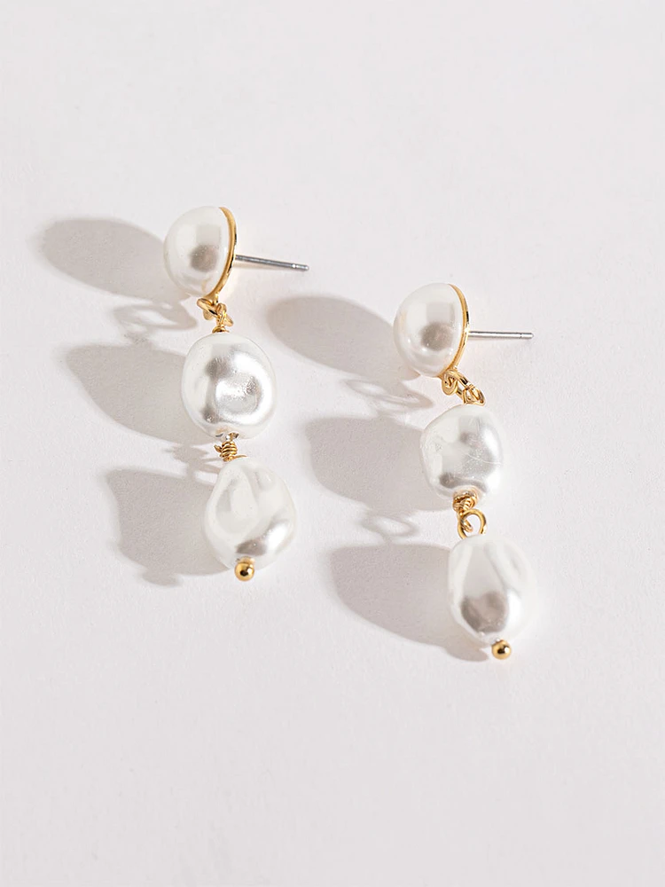 Triple Pearl Drop Earrings