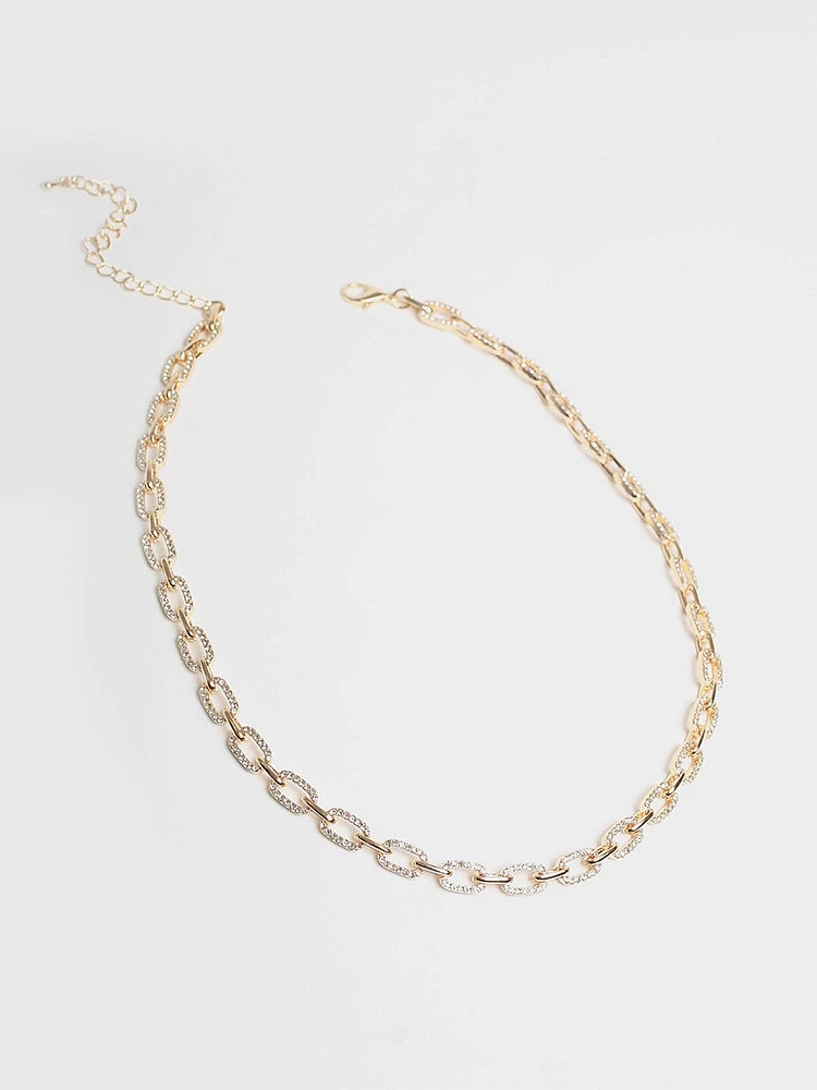 Pave Gold Chain-Link Necklace