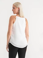 Sadie Strappy V-Neck Tank with Button