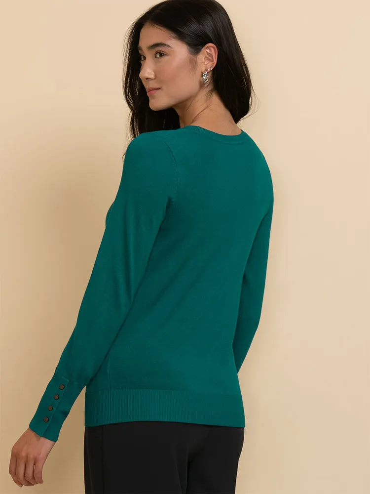 Crewneck Sweater with Rivet Detail