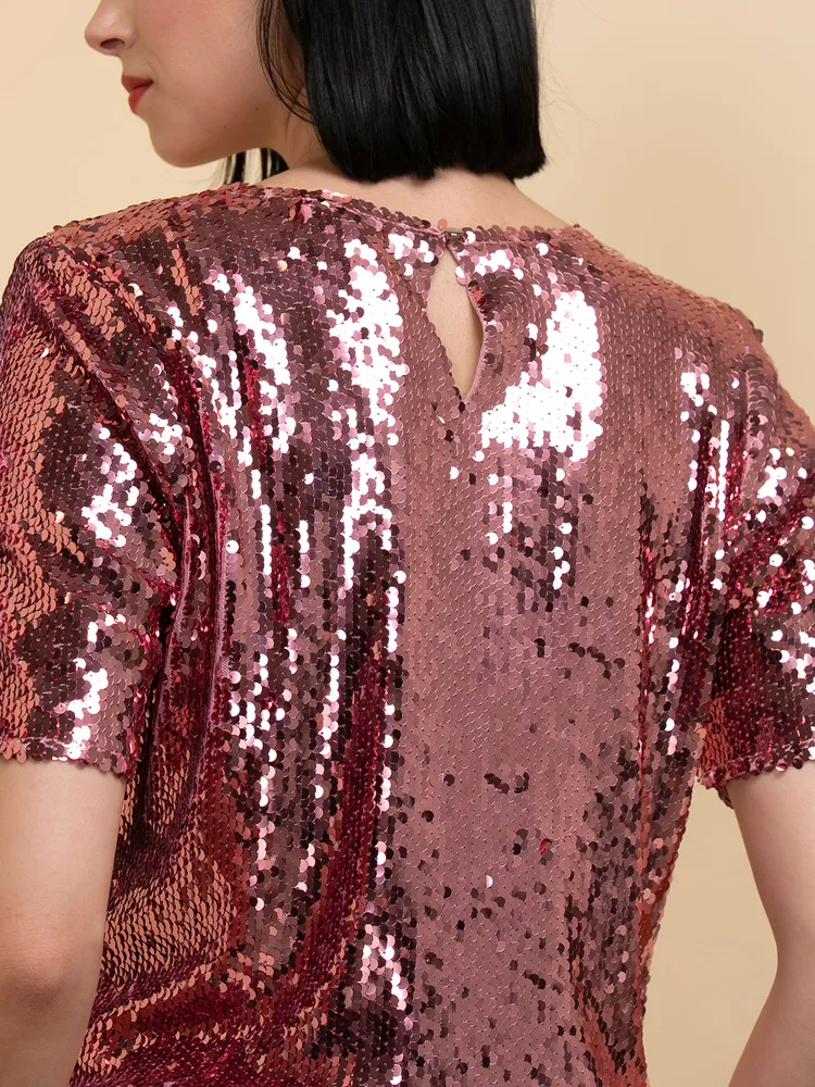 Short Sleeve Sequin Boxy Tee
