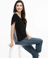 Plaid Back Short Sleeve Top