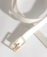 White Belt with Gold Square Buckle