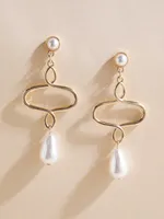 Geometric Pearl Drop Earrings