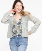 Pointelle Cropped Open Cardigan