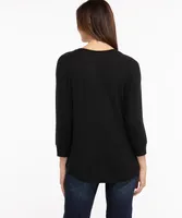 V-Neck Trimmed Hacci Top