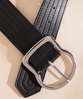 Black Belt with Large Silver Buckle