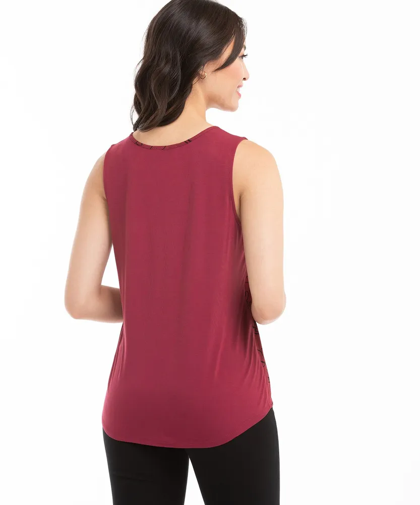 Sleeveless Mixed Media Henley Top