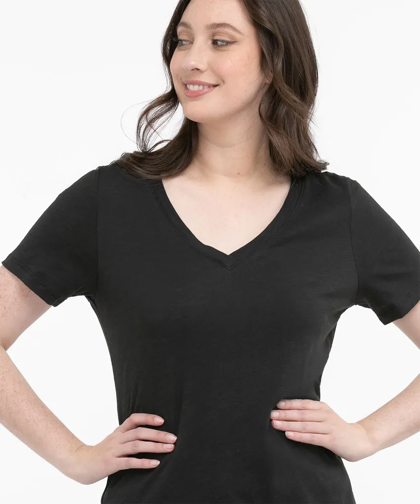 V-Neck Curved Hem Tee