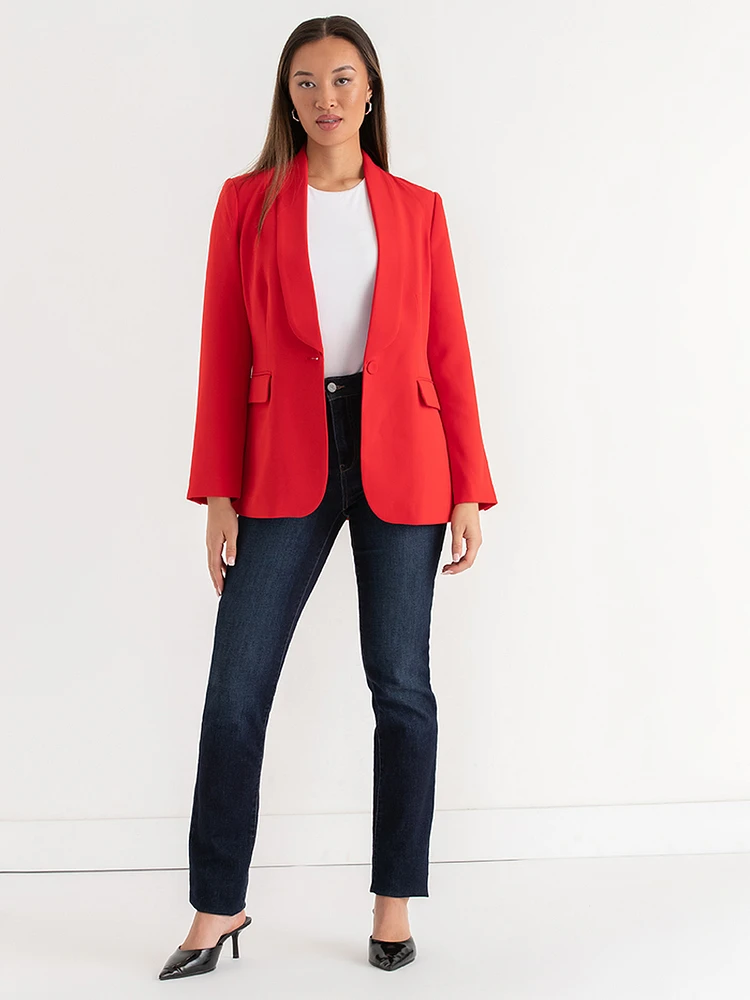 Crepe Shawl Collar Blazer