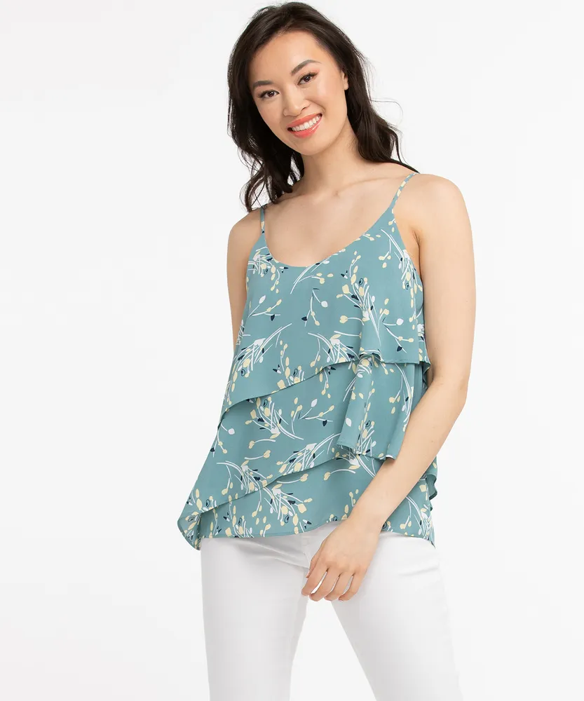 Ruffled Strappy Tank Blouse