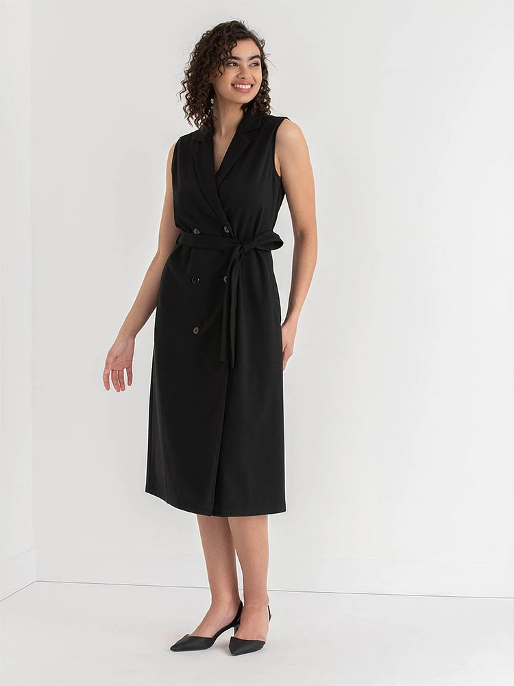 Sleeveless Blazer Dress Ponte Twill