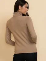Turtleneck Sweater with Rivet Cuffs