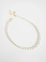 Short Pearl & Gold Metal Necklace