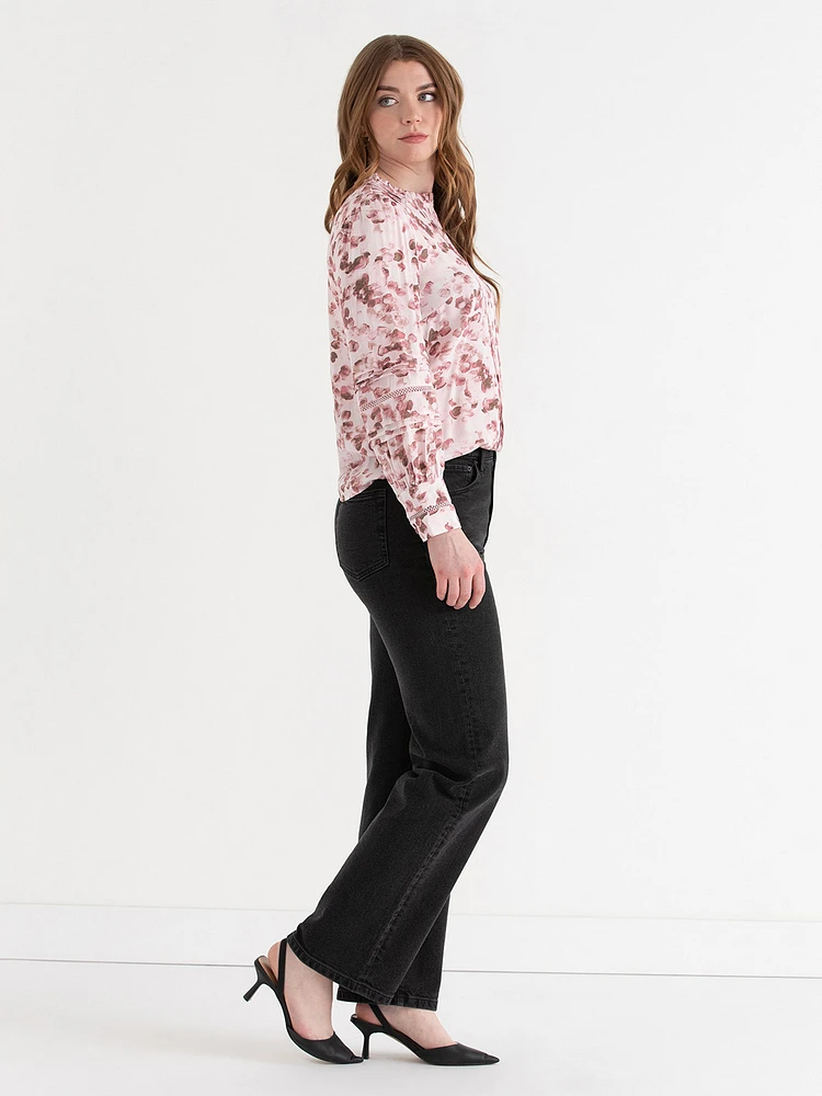 Ruffle Neck Pinktuck Blouse