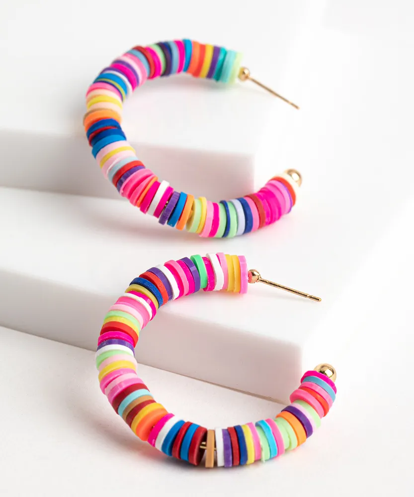 Colourful Disk Hoop Earring