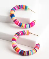 Colourful Disk Hoop Earring