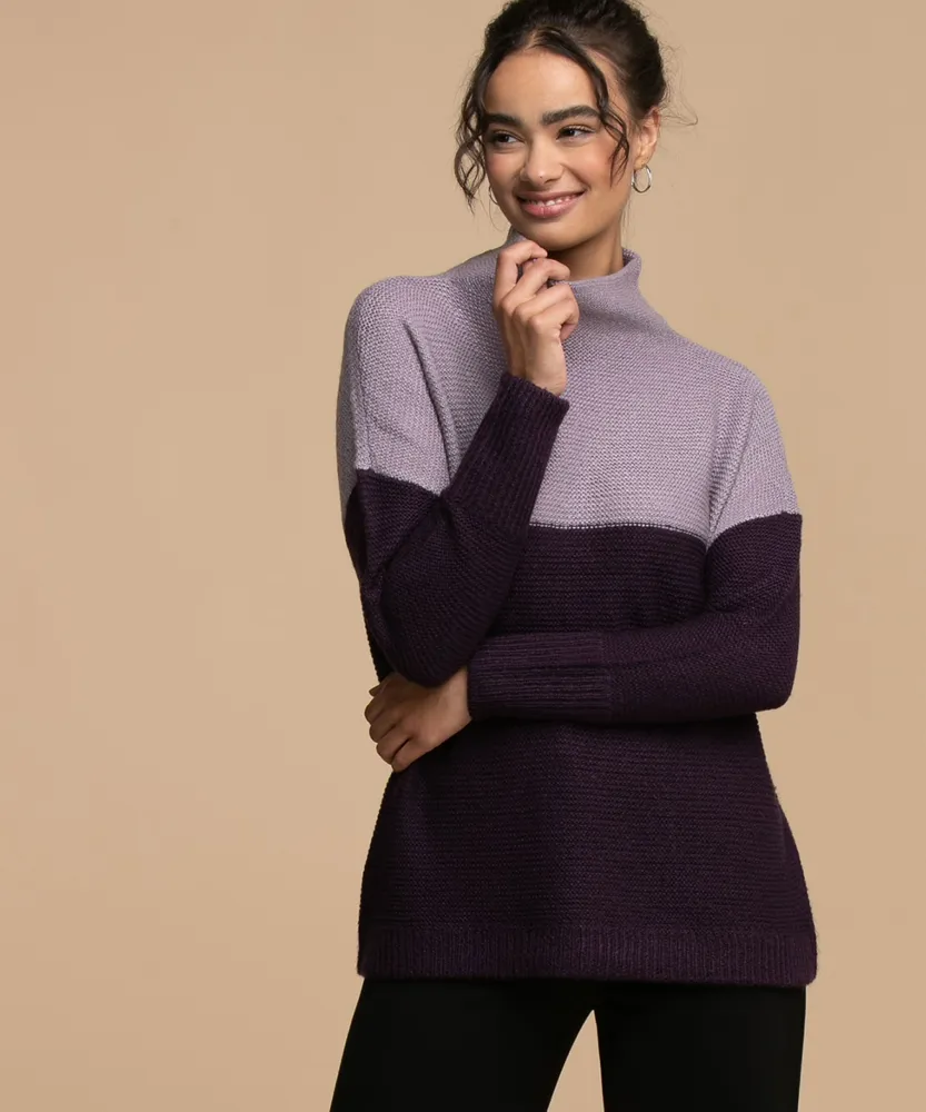 Cloth By RD Colourblock Mock Neck Sweater