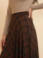 Midi Circle Skirt Printed Plaid