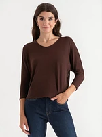 Easy V-Neck Hacci Knit Top