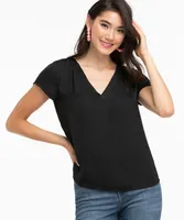 Cap Sleeve V-Neck Blouse