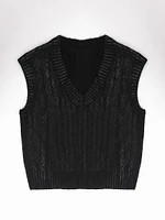 Cable Knit V-Neck Sweater Vest