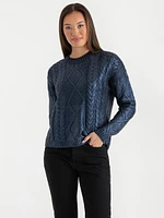 Metallic Cable Knit Sweater