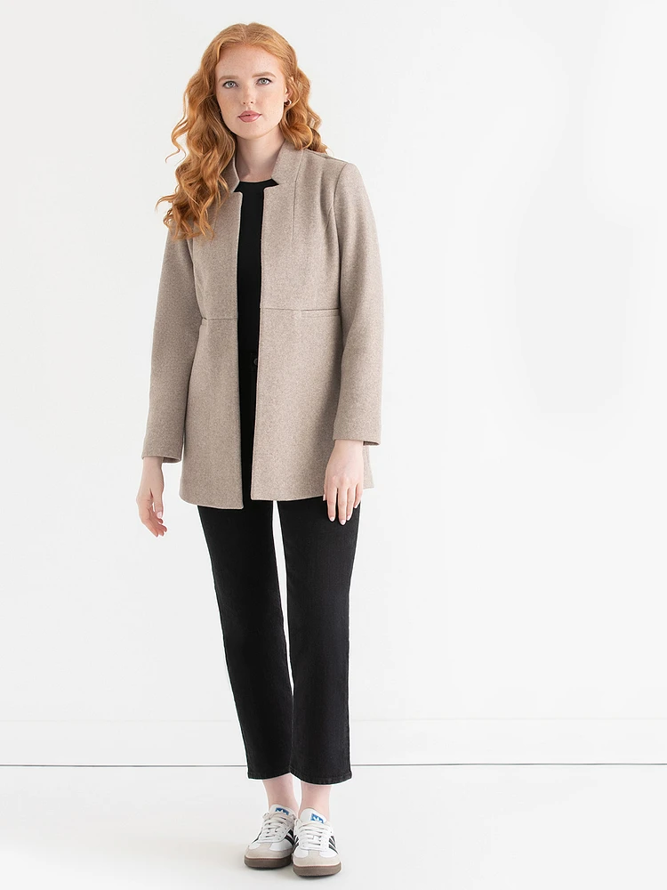 Faux Wool Long Line Jacket