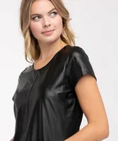 Leatherette Short Sleeve Top