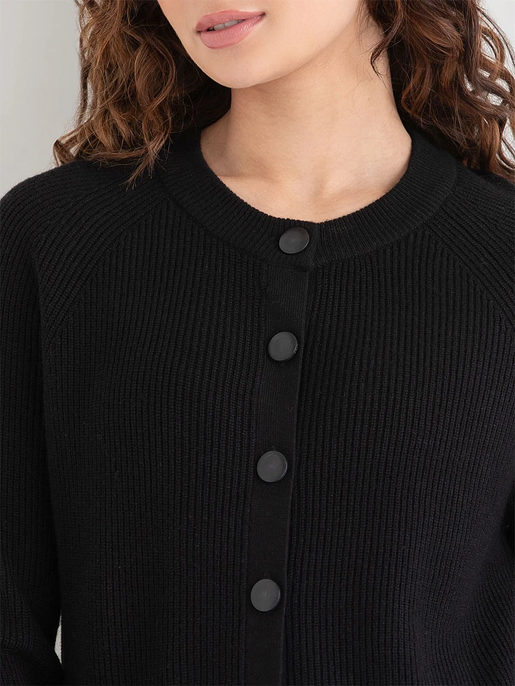 Ribbed Button Front Cardigan