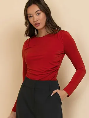 Long Sleeve Bodysuit with Pleats