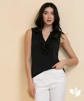 Sleeveless Top with Ruffle Placket