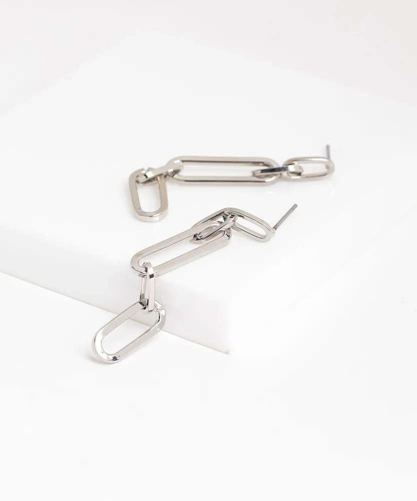 Silver Chain Link Drop Earring