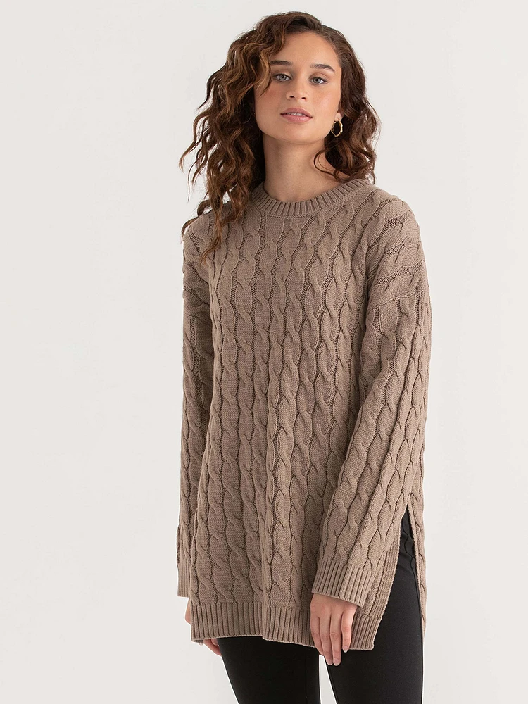 Cable Knit Tunic Sweater