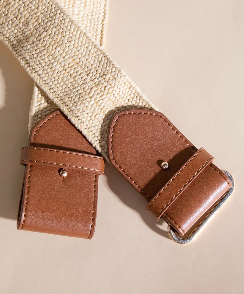 Straw Belt with Brown Buckle